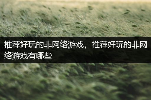 推荐好玩的非网络游戏，推荐好玩的非网络游戏有哪些