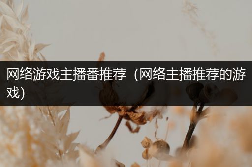 网络游戏主播番推荐（网络主播推荐的游戏）