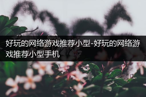 好玩的网络游戏推荐小型-好玩的网络游戏推荐小型手机