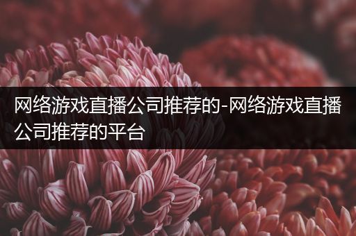 网络游戏直播公司推荐的-网络游戏直播公司推荐的平台