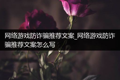 网络游戏防诈骗推荐文案_网络游戏防诈骗推荐文案怎么写