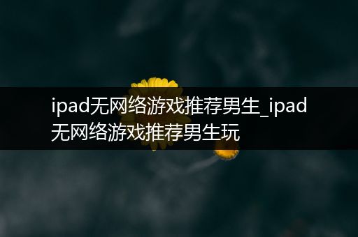 ipad无网络游戏推荐男生_ipad无网络游戏推荐男生玩