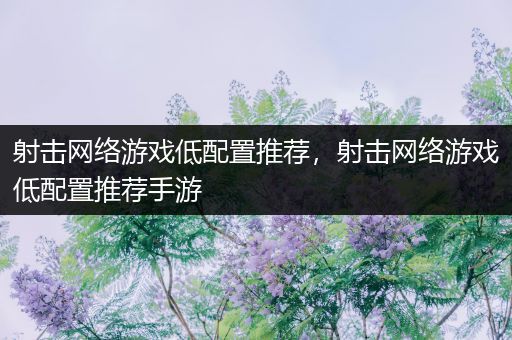 射击网络游戏低配置推荐，射击网络游戏低配置推荐手游