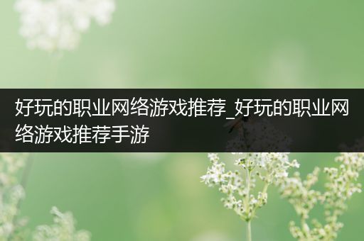 好玩的职业网络游戏推荐_好玩的职业网络游戏推荐手游