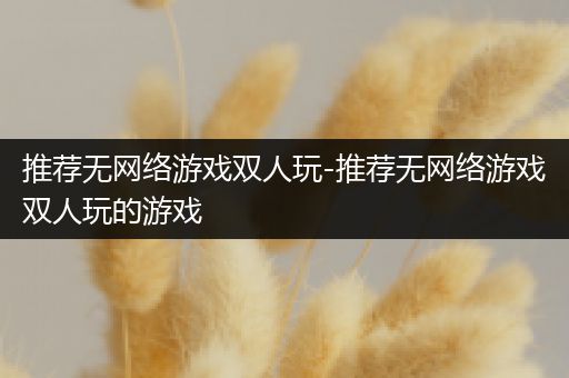 推荐无网络游戏双人玩-推荐无网络游戏双人玩的游戏