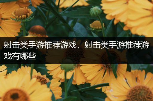 射击类手游推荐游戏，射击类手游推荐游戏有哪些