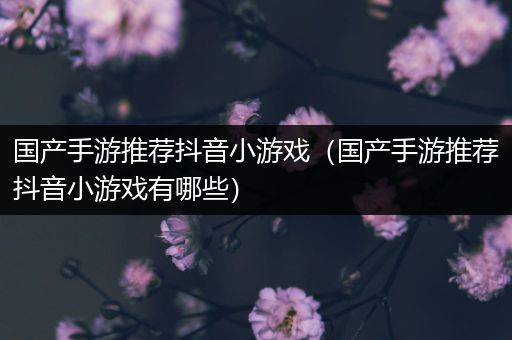 国产手游推荐抖音小游戏（国产手游推荐抖音小游戏有哪些）