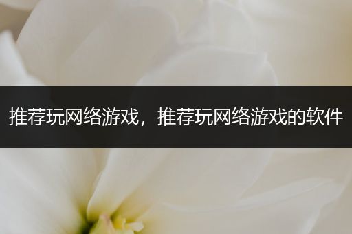 推荐玩网络游戏，推荐玩网络游戏的软件