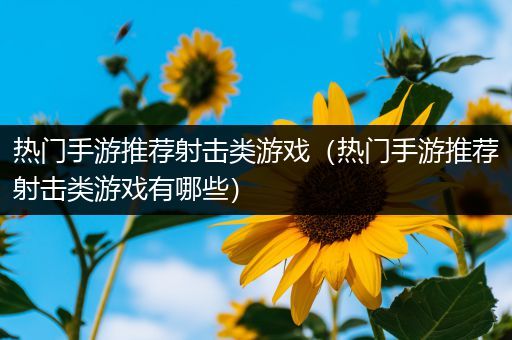 热门手游推荐射击类游戏（热门手游推荐射击类游戏有哪些）