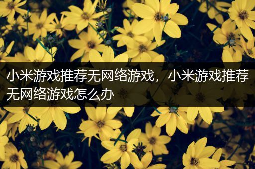 小米游戏推荐无网络游戏，小米游戏推荐无网络游戏怎么办