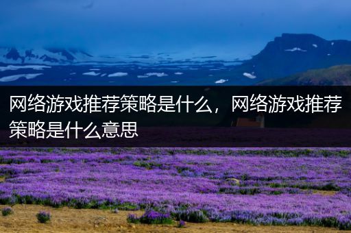 网络游戏推荐策略是什么，网络游戏推荐策略是什么意思