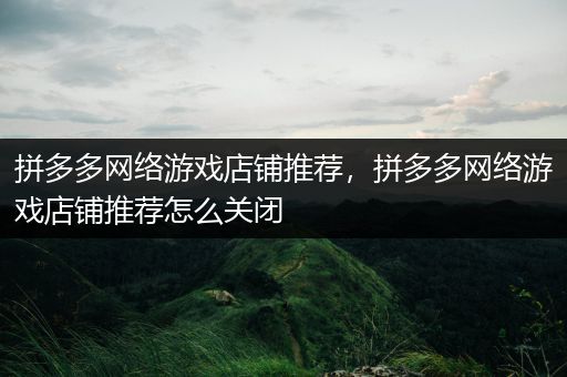 拼多多网络游戏店铺推荐，拼多多网络游戏店铺推荐怎么关闭