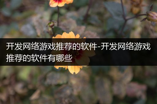 开发网络游戏推荐的软件-开发网络游戏推荐的软件有哪些