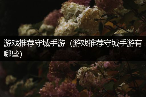 游戏推荐守城手游（游戏推荐守城手游有哪些）
