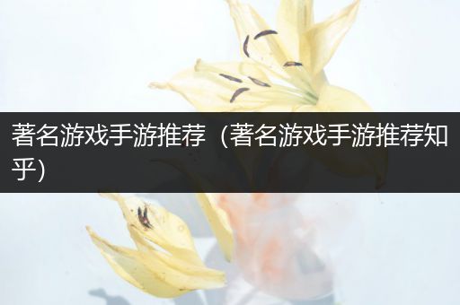 著名游戏手游推荐（著名游戏手游推荐知乎）