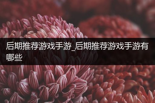 后期推荐游戏手游_后期推荐游戏手游有哪些