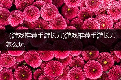 （游戏推荐手游长刀)游戏推荐手游长刀怎么玩