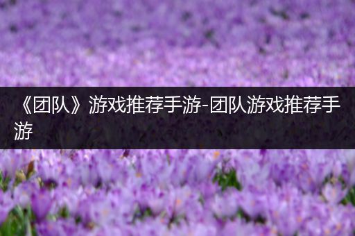 《团队》游戏推荐手游-团队游戏推荐手游