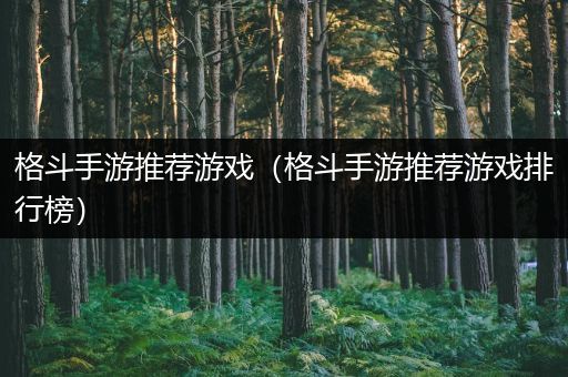 格斗手游推荐游戏（格斗手游推荐游戏排行榜）