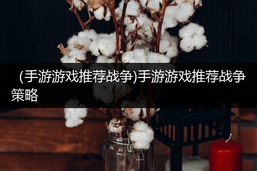 （手游游戏推荐战争)手游游戏推荐战争策略
