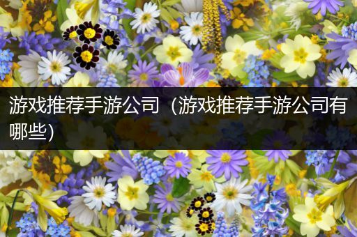 游戏推荐手游公司（游戏推荐手游公司有哪些）