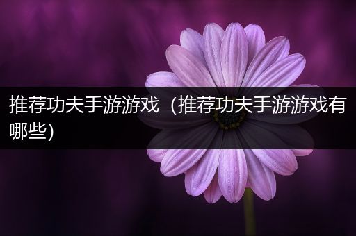 推荐功夫手游游戏（推荐功夫手游游戏有哪些）