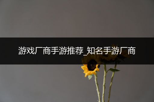 游戏厂商手游推荐_知名手游厂商