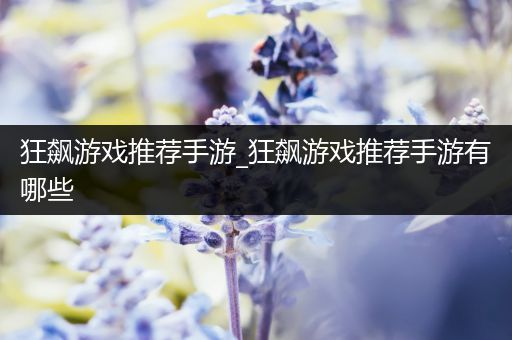 狂飙游戏推荐手游_狂飙游戏推荐手游有哪些