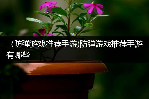 （防弹游戏推荐手游)防弹游戏推荐手游有哪些