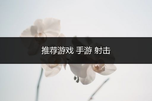 推荐游戏 手游 射击
