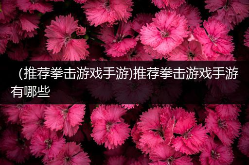 （推荐拳击游戏手游)推荐拳击游戏手游有哪些