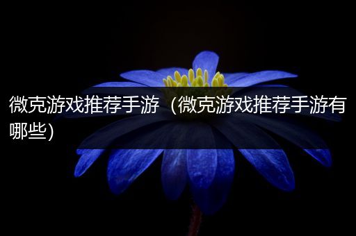 微克游戏推荐手游（微克游戏推荐手游有哪些）