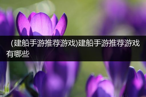 （建船手游推荐游戏)建船手游推荐游戏有哪些