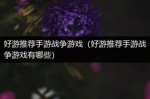 好游推荐手游战争游戏（好游推荐手游战争游戏有哪些）