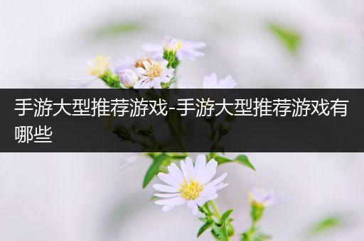 手游大型推荐游戏-手游大型推荐游戏有哪些
