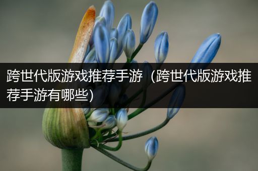 跨世代版游戏推荐手游（跨世代版游戏推荐手游有哪些）