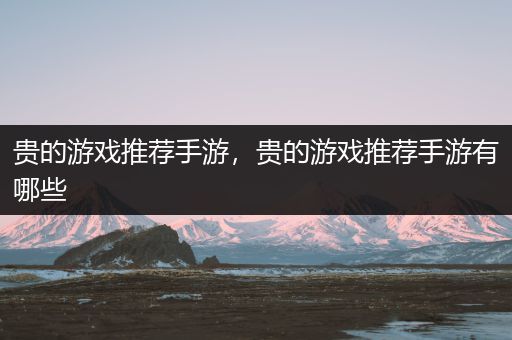 贵的游戏推荐手游，贵的游戏推荐手游有哪些