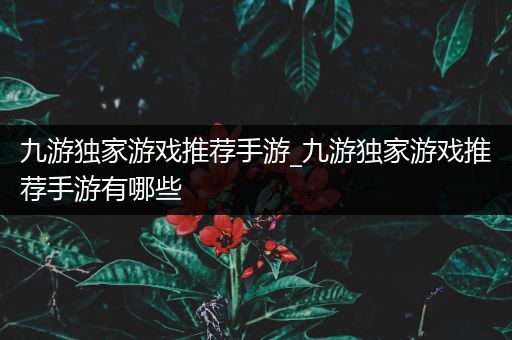 九游独家游戏推荐手游_九游独家游戏推荐手游有哪些