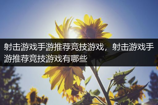 射击游戏手游推荐竞技游戏，射击游戏手游推荐竞技游戏有哪些