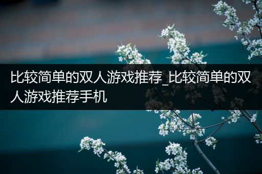 比较简单的双人游戏推荐_比较简单的双人游戏推荐手机