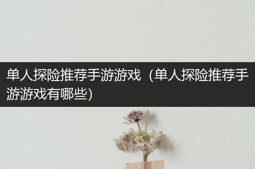 单人探险推荐手游游戏（单人探险推荐手游游戏有哪些）