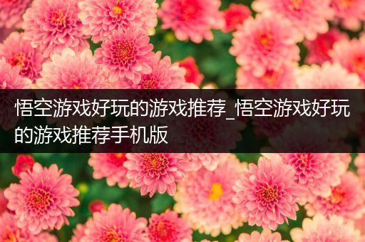 悟空游戏好玩的游戏推荐_悟空游戏好玩的游戏推荐手机版