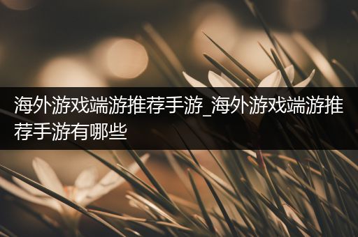 海外游戏端游推荐手游_海外游戏端游推荐手游有哪些