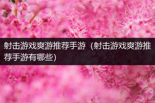 射击游戏爽游推荐手游（射击游戏爽游推荐手游有哪些）