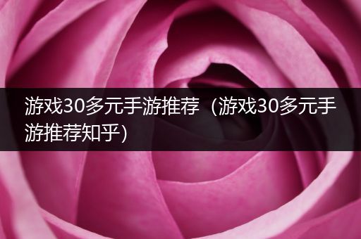 游戏30多元手游推荐（游戏30多元手游推荐知乎）