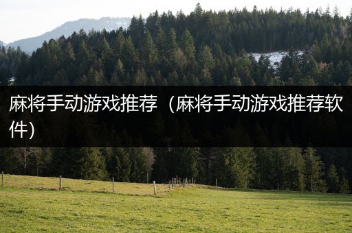 麻将手动游戏推荐（麻将手动游戏推荐软件）