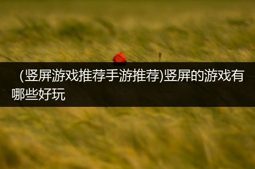 （竖屏游戏推荐手游推荐)竖屏的游戏有哪些好玩