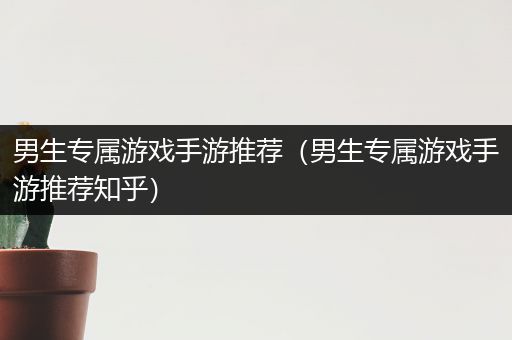 男生专属游戏手游推荐（男生专属游戏手游推荐知乎）