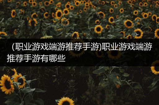 （职业游戏端游推荐手游)职业游戏端游推荐手游有哪些