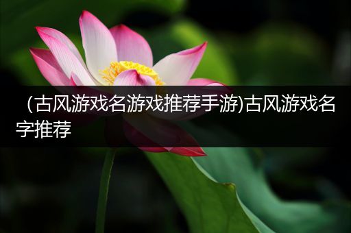 （古风游戏名游戏推荐手游)古风游戏名字推荐